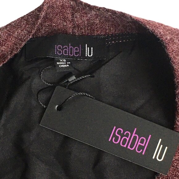 Women's Wool Blend Sweater Black Maroon Semi Sheer Size Xtra Small - Picture 5 of 8